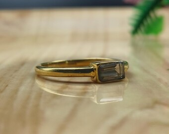 Anello in argento sterling 925 con quarzo fumé: gioielli con pietre preziose fatti a mano - Italia