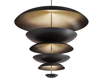 Large Cosmic Regolith Pendent Italian XL Brass Ceiling Chandelier Sputnik Lighting Fixture Vintage Art Decor For Living room, Dining room |