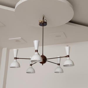 Mid Century Diabolo 5 Arm 10 Lights Brass Ceiling Chandelier Italian Fixture Modern Sputnik Industrial Light for Living room, Dining room|