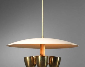 Brass Sputnik Chandelier - Mid Century Modern 4-Arm Pendant Light Flush Mount Ceiling Fixture