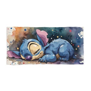 Toalla de playa Dreamy Stitch / Linda toalla de acuarela para verano, piscina, vacaciones, regalo para niños, esencial para un día de playa, decoración divertida