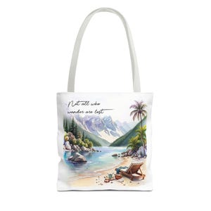 Wanderlust Tote Bag, Beach Bag, Vacation Accessory, Eco-Friendly Shopping Bag, Gift for Travelers, Inspirational Quote Tote