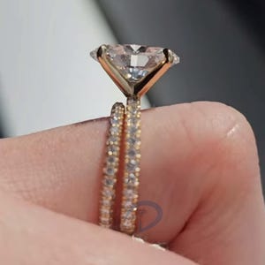 Oval Engagement Ring Set Lab Grown Diamond Ring Set Pave Set Diamond Wedding Band For Women Unique Wedding Ring Oval Bridal Ring Set