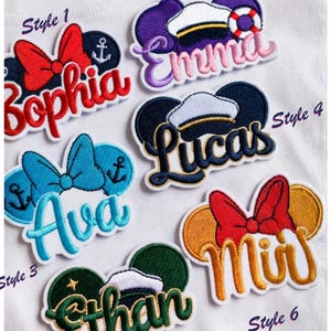 Patch personalizado com nome e tema Mickey Cruise, chaveiro personalizado da Disneylândia, Mickey e amigos, viagem à Disney, para aplicar em jaquetas, bonés, bolsas e uniformes.
