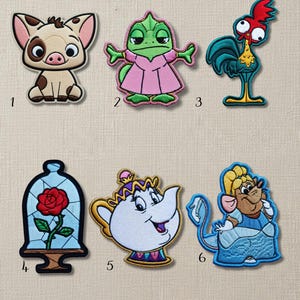 Disney Sidekick Embroidered Patch - Pascal Mrs Potts Cogsworth Lumiere Wardrobe Iron-On Sew-On, Characters Disney Backpack Jacket Badge
