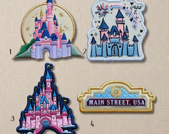 Disney Schloss Gestickte Aufnäher - Hauptstraße, USA, Schloss Aufbügler für Jacke Rucksack Tasche, Disney Trip