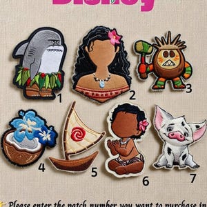 Disney Moana Embroidered Patches - Iron On Patch Set for Jacket Hoodie Backpack - Shark Pua Baby Moana