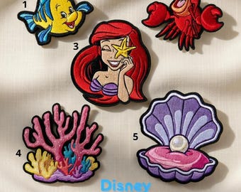 Disney Ariel Iron On Patch, Vintage Ocean Patch, Embroidered Applique Sew On, Princess Cartoon Patch
