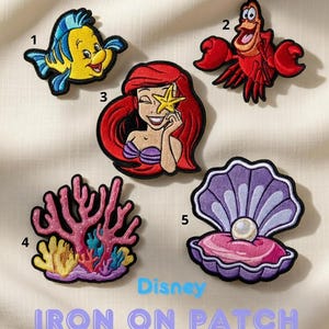 Disney Ariel Iron On Patch, Vintage Ocean Patch, Embroidered Applique Sew On, Princess Cartoon Patch