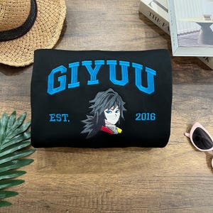 Giyu Tomioka Embroidered Sweatshirt – Water Hashira Demon Slayer Hoodie, Anime Gift for Otaku & KNY Fans – ESH1003