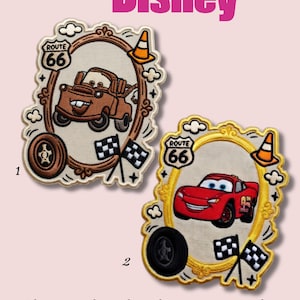 Disney Cars Lightning McQueen & Mater Gestickter Aufnäher, Pixar Route 66 Racing Aufnäher für Jacke Rucksack, Disney Pixar Cars Applikation