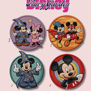 Disney Sorcerer Patch – Mickey Mouse Wizard, Minnie Sorceress, Fantasia Magic Embroidered Iron-On Patches for Jacket, Bag, Hat, DIY Craft