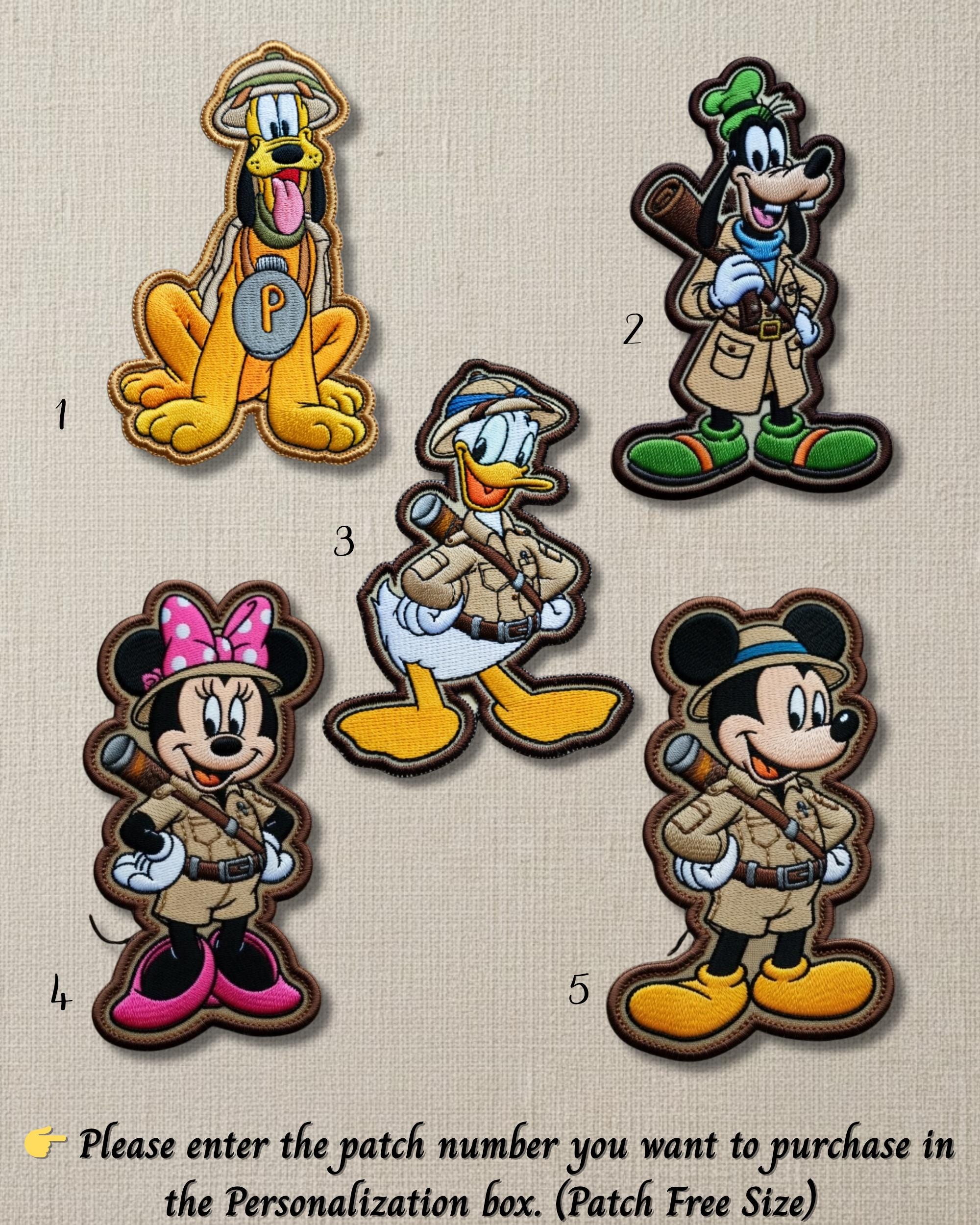 Safari Guide Patch Disney Safari Adventure Patch Pack, Mickey Minnie Donald Goofy ...