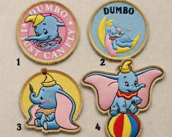 Cute Disney Dumbo Patches - Flying on Ball Moon Hat I Just Can Fly Embroidered Iron On Applique for Hoodie Jacket Backpack Hat Baby Shirt