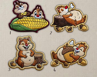 Disney Chip 'n' Dale Patch – Classic Chipmunks Embroidered Iron On Patch – Funny Acorn & Corn Patch – Collectible Disney Patch, Disney Trip