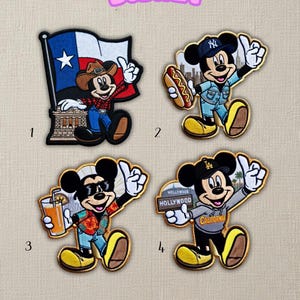 Disney Mickey Mouse State-patch – Californië, Florida, New York, Texas, geborduurde opstrijkpatronen – Disney-patch voor verzamelobjecten, Disney-reis