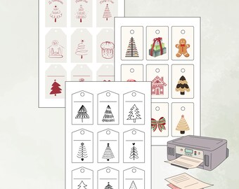 3 different Christmas gift tags to print | Digital file Christmas gift tags