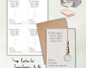 Modelo em PDF para cartão de presente/apanhador de sol imprimível | 4 cartões, formato A6