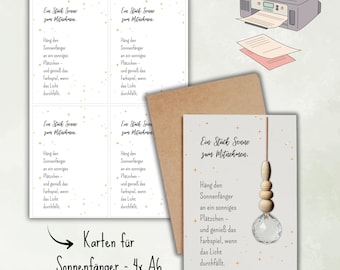 Tarjeta de regalo para atrapasoles - Plantilla PDF para imprimir 4 tarjetas.