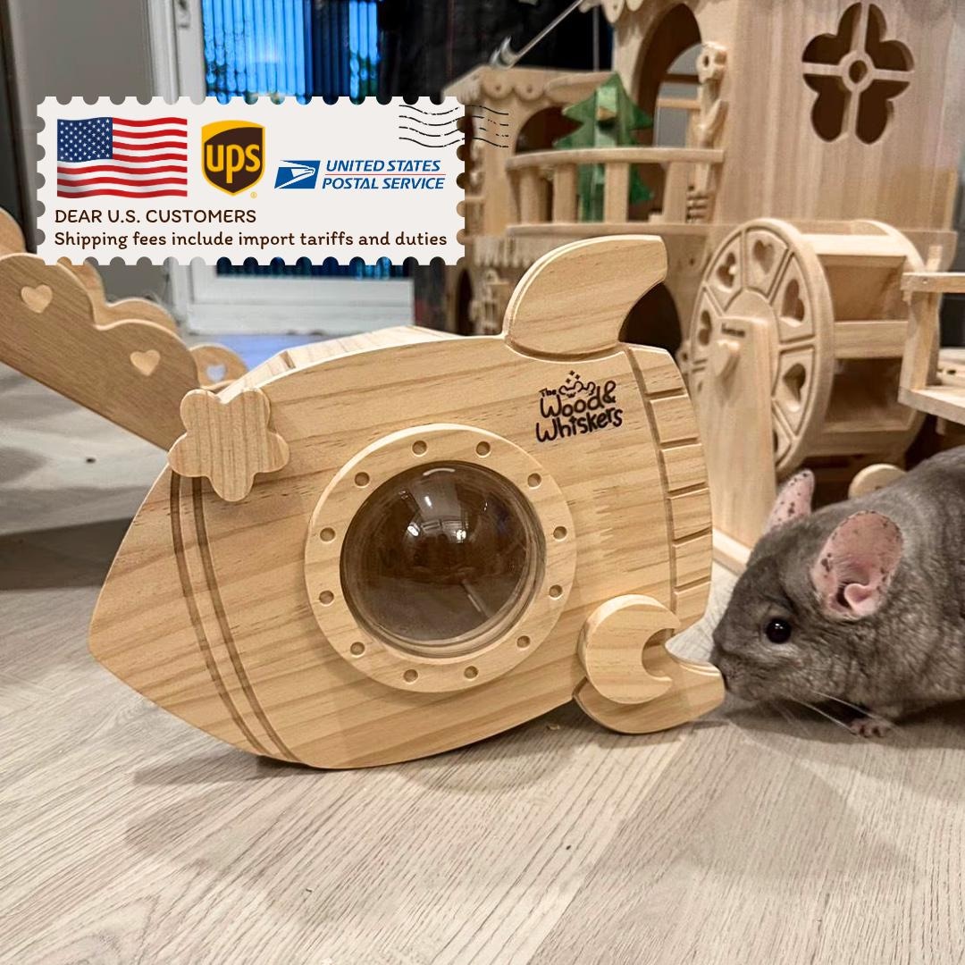 Rocket Space Hideout – Handmade Pine Wood Ledge for Chinchillas
