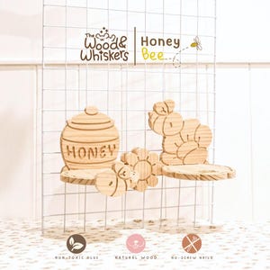 Chinchilla Ledge – Honey Bee | Handmade Pine Wood, Non-Toxic Small Pet Shelf