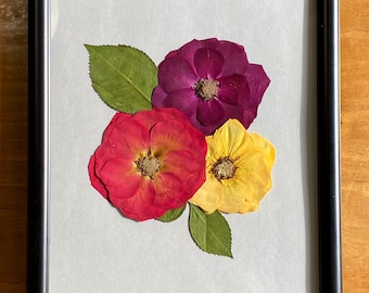 Handmade Pressed Flower Art: Repurposed 9x11 Frame, Cottagecore Decor