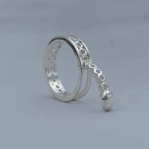 Infinity Silver Band Ring with Hidden Infinity, Minimalist Bump Ring, Secret Flip Element, Silver Plating, Unique Designer Jewelry