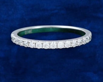 1.8mm wide Moissanite Half Eternity ring in Titanium, white gold or Silver - stacking ring - wedding band - handmade engagement ring