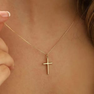 Delicate Cross Pendant Necklace, Christian Confirmation Gift, Gold Cross Jewelry, Women’s Cross Necklace,Baptism, Christening,Communion Gift