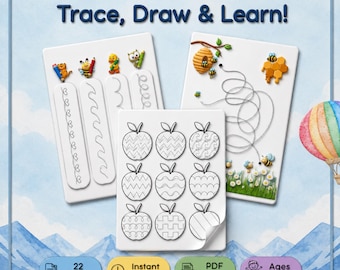 Prewriting Tracing Worksheets for Kids | Lines Shapes Animals | Fine Motor Skills | Preschool Printable PDF