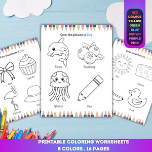 Color Learning Activity Sheets: Preschool Printable Game (PDF Download)