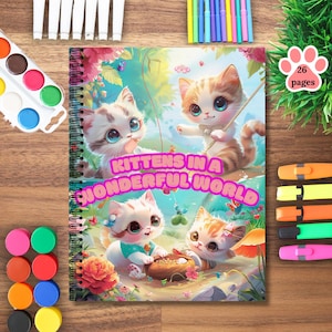 Joli livre de coloriage chat à imprimer pour les enfants, téléchargement immédiat, pages à colorier pour les enfants