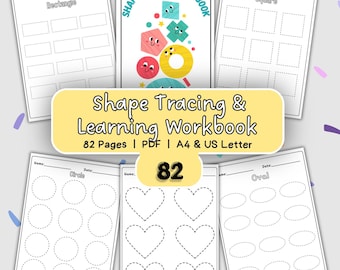 Shape Tracing Worksheets for Kids | Fine Motor Skills | Preschool Kindergarten Shapes Activity Printable PDF