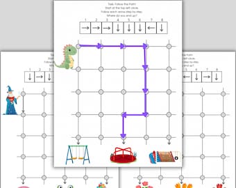 Gioco di logica "Segui il percorso" / Puzzle con frecce direzionali / PDF per lo sviluppo del pensiero critico nella scuola materna