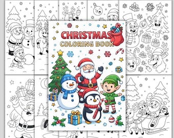 Christmas Coloring Book for Kids, Merry Christmas Coloring Pages, Color Kids Worksheet, Winter Activity Book