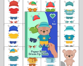 Livre d'habillage d'ours en papier : ensemble de poupées en papier à imprimer, travaux manuels, activité pour enfants