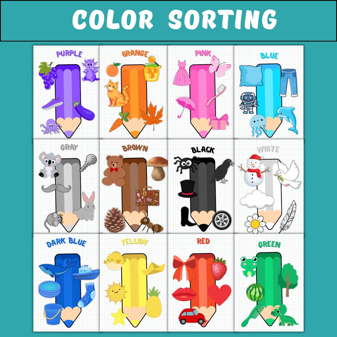 Color Sorting Game | Preschool Learning Cards (PDF Pattern) - Etsy