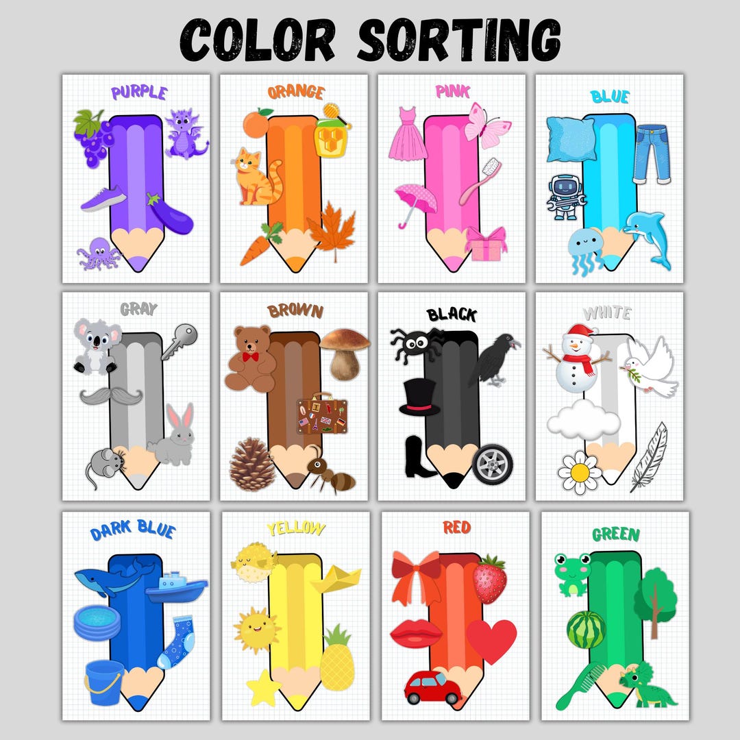 Color Sorting Activity, Sorting Game for Toddlers, Kindergarten ...