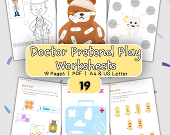 Doctor Pretend Play Worksheets | Kids Medical Learning Kit | Human Body Preschool Printable