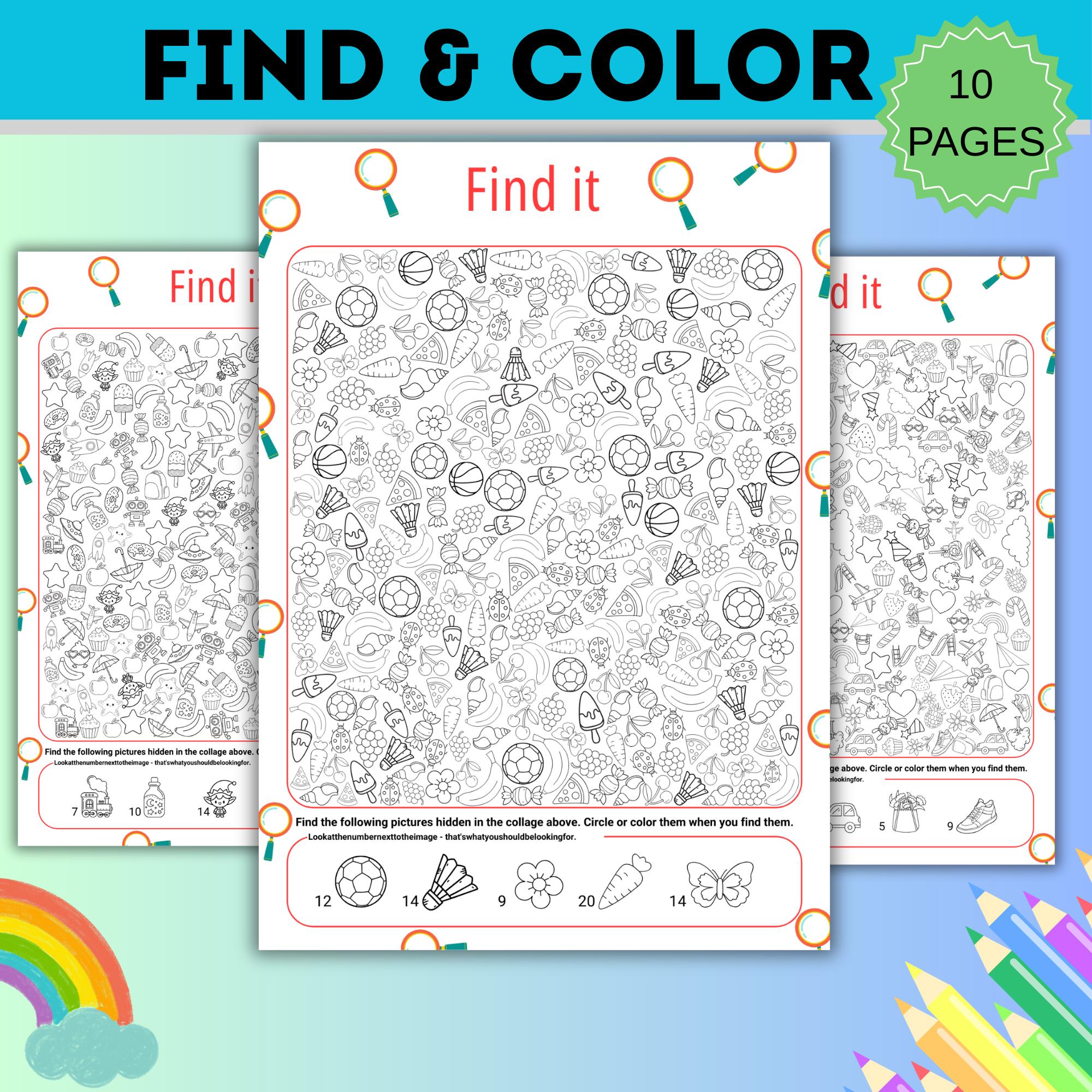 Visual Perception Activity Worksheet Hidden Objects, Search and Find ...