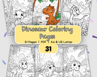 Dinosaur Coloring Pages Printable | Kids Coloring Book PDF | Dino Activity Pack | Preschool Dinosaur Worksheet | Instant Download