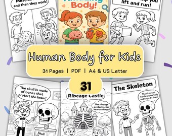 Human Body Coloring Book | Anatomy Coloring Pages for Kids | Organ Science Printable | Human Body Worksheet | Homeschool Biology PDF