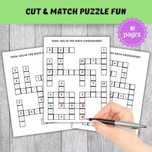 Math Crossword Puzzles: Addition & Subtraction Practice (Printable Worksheet, Instant Download)