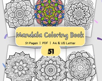 Mandala Coloring Pages Printable | Adult Coloring Book PDF | Stress Relief Mindfulness | Anti Stress Coloring | Instant Download