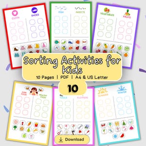 Object Sorting Worksheets for Toddlers | 15 Category Sorting Game | Preschool Montessori PDF