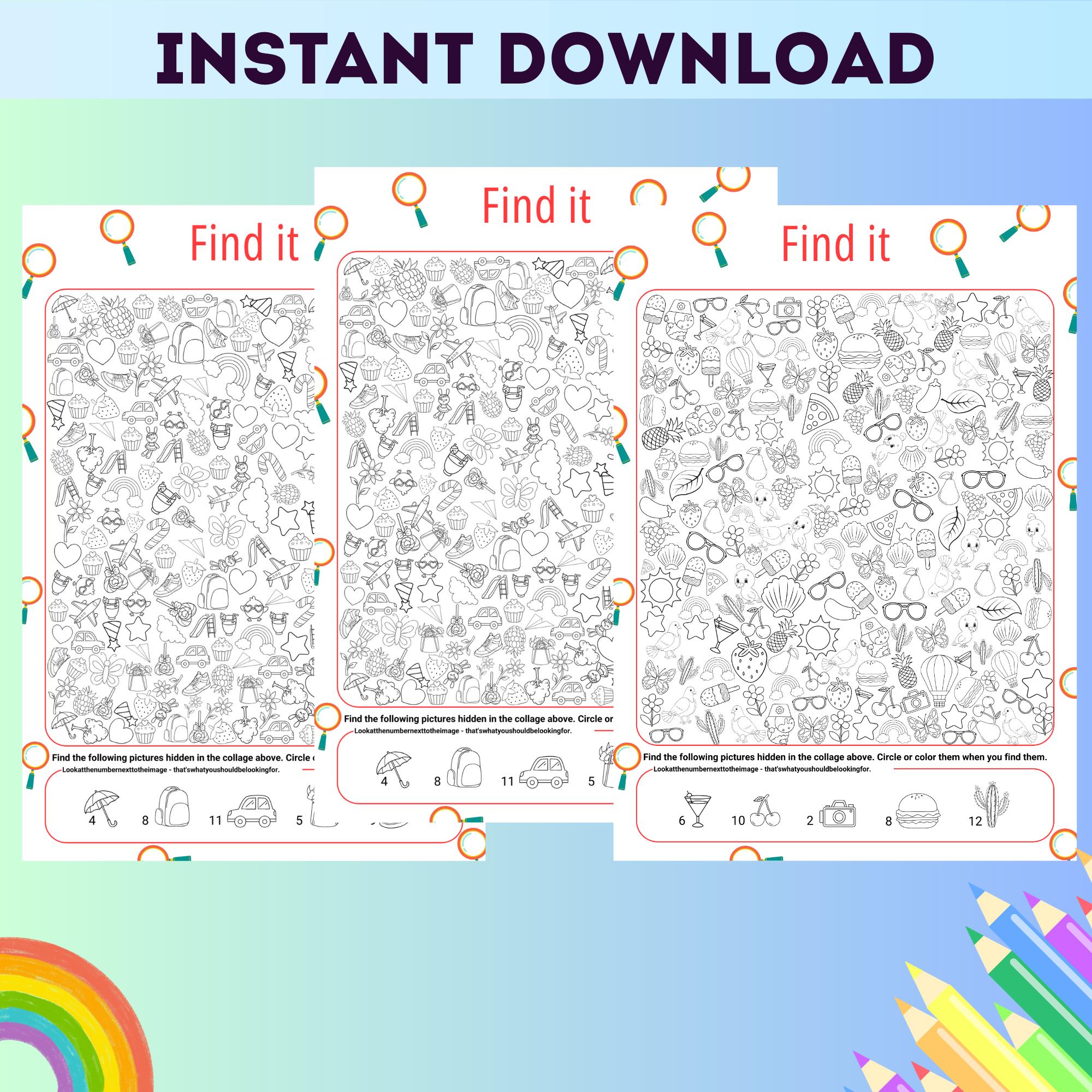 Visual Perception Activity Worksheet Hidden Objects, Search and Find ...