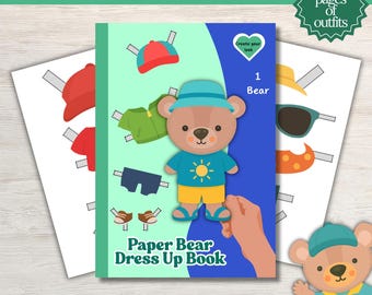 Livre d'habillage d'ours en papier : ensemble de poupées en papier imprimable (téléchargement PDF)