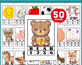 CVC Words Puzzle Worksheet, Phonics Reading Game (PDF Download A4/US Letter)