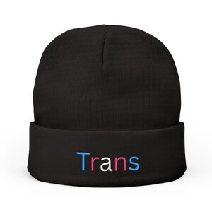 Trans Pride Embroidered Knit Beanie,  Transgender Hat | LGBTQ+ Gift | Pride Accessories | Gay Pride 2025 | Pride Outfits | Subtle Pride