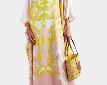 Painted Dress with tropical flower– Wedding Guest or Mother of the Bride, Resort Wear or  Elegant Beach